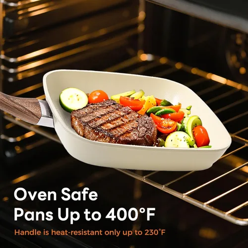 Vista 8 de Sweetcrispy Juego de sartenes antiadherentes, juego de 3 sartenes cuadradas con mango Stay Cool y libre de PFOA, compatible con todas las estufas