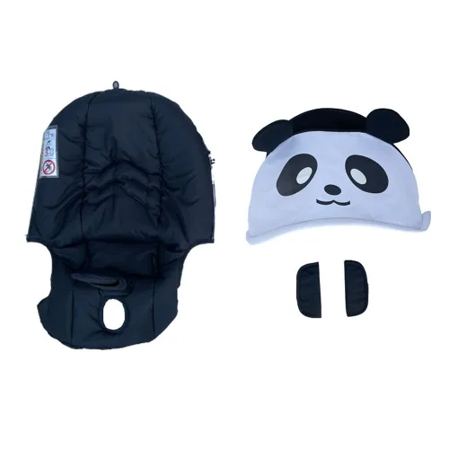 Vista 2 de Kits de cambio de cojín de asiento, ropa, sombrilla, toldo para cochecito compatible con asiento de automóvil y cochecito Doona (color panda)