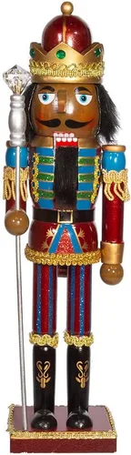Kurt S. Adler Rey Negro Africano Americano con Corona Cascanueces Navideño de Madera, 15 Pulgadas