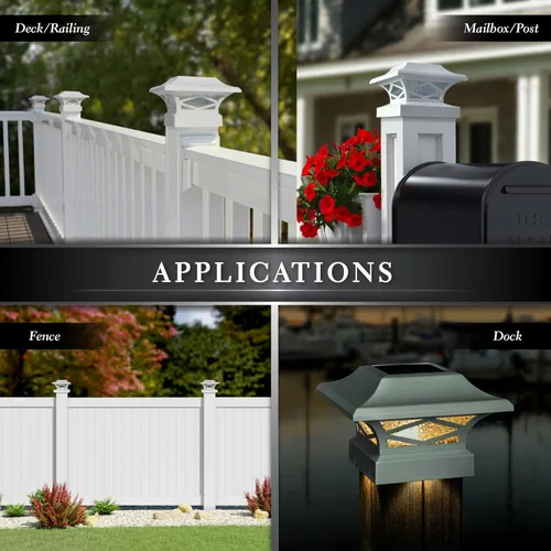 Vista 7 de Classy Caps SLK807B - Tapa solar con doble iluminación Kingsbridge, versátil iluminación para exteriores y vallas, se adapta a postes de 3.5 x 3.5