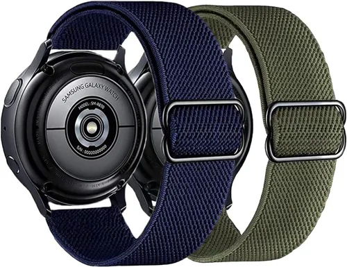Paquete de 2 correas de nailon para reloj inteligente compatibles con Samsung Galaxy Watch 7/6/5/4 1.732 in 1.575 in/Galaxy Watch FE/Watch 6 4