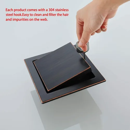 Vista 51 de RANDOM Drenaje de ducha redondo SUS304 de acero inoxidable dorado cepillado Drenaje de ducha de 4 pulgadas con brida de base de PVC ajustable