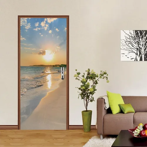 Vista 13 de TUOKING Adhesivo para puerta, calcomanías de vinilo para puerta, mural autoadhesivo para decoración del hogar, 30.3 pulgadas de ancho x 78.7