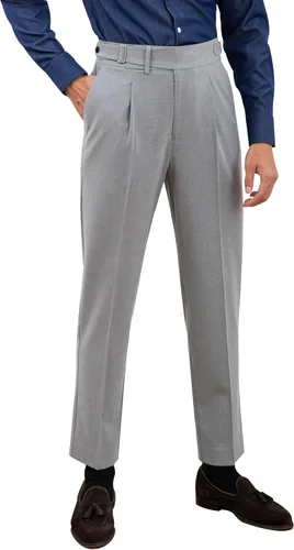 Pantalones de vestir clásicos de Gurkha Nápoles italiano estilo antiguo sin cinturón para hombre