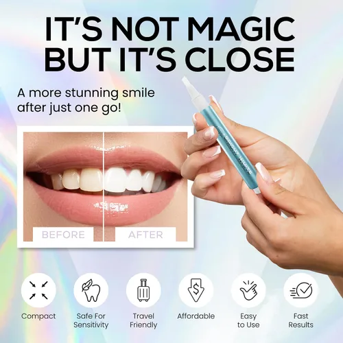 Vista 3 de Venus Visage Bolígrafo blanqueador dental (paquete de 1) – Gel blanqueador de dientes eficaz – Más de 10 usos – Fórmula profesional – Sabor menta