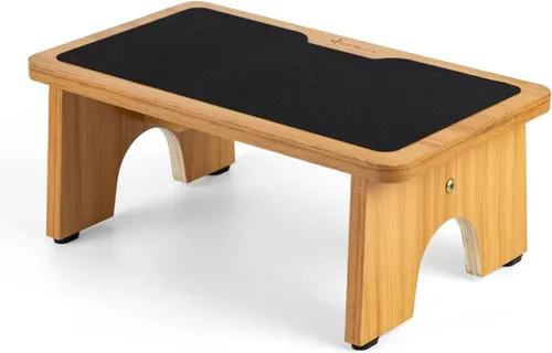 StrongTek Taburete de madera para adultos y niños, taburete compacto de 7.5 pulgadas bajo de un solo paso con superficie antideslizante, escalera