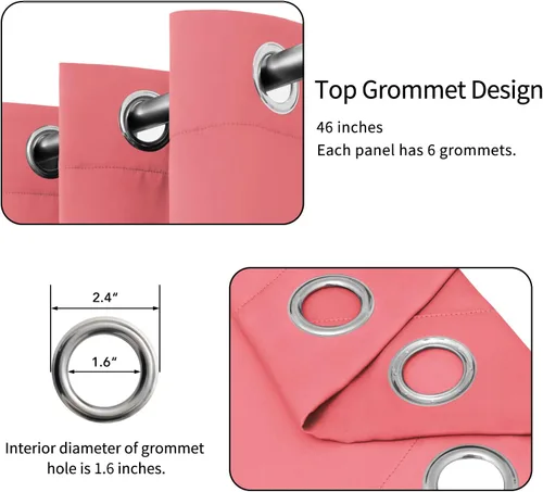 Vista 519 de Easy-Going - Cortinas opacas para dormitorio, aislamiento térmico sólido con ojales, cortinas de ventana para reducción de ruido, cortinas