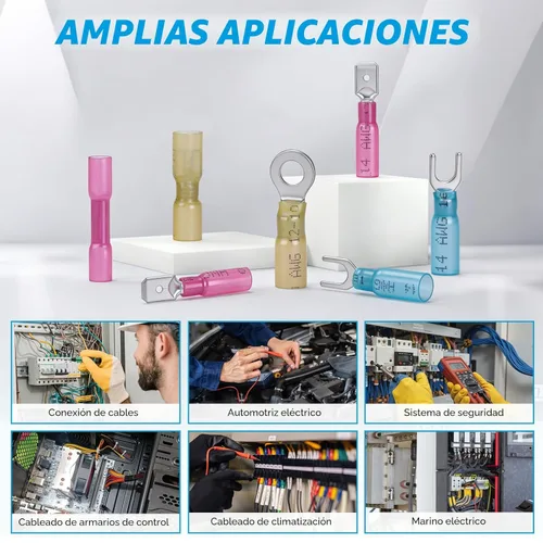 Vista 8 de TICONN 120 conectores de alambre termorretráctiles, kit de terminales eléctricos marinos automotrices impermeables, surtido de conectores