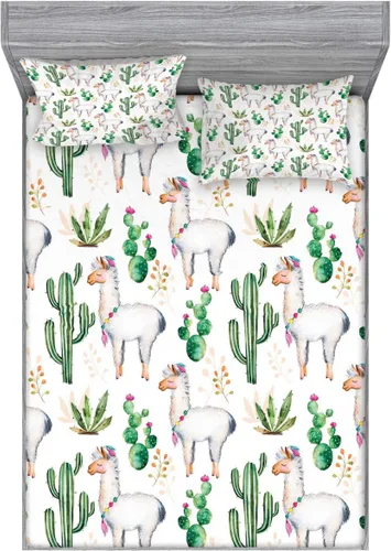 Vista 20 de Ambesonne - Juego de sábanas bajeras y fundas de almohada, diseño primaveral de acuarelas con jardín de hierbas y flores, juego de 4 piezas