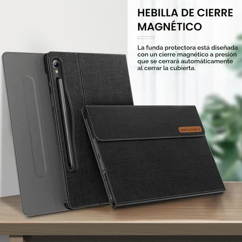 Vista 3 de INFILAND Funda para Samsung Galaxy Tab S10 Lite/10 FE/ S9 FE 5G de 10.9 pulgadas/Tab S9 de 11 pulgadas, ultra delgada, funda multiángulo con soporte