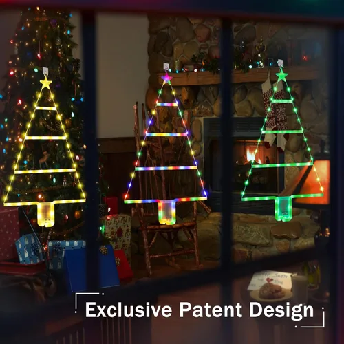 Vista 5 de Toodour Luces de decoración de Navidad, luces LED de escalera de 2 pies, luces verdes para colgar en la pared de Navidad, funciona