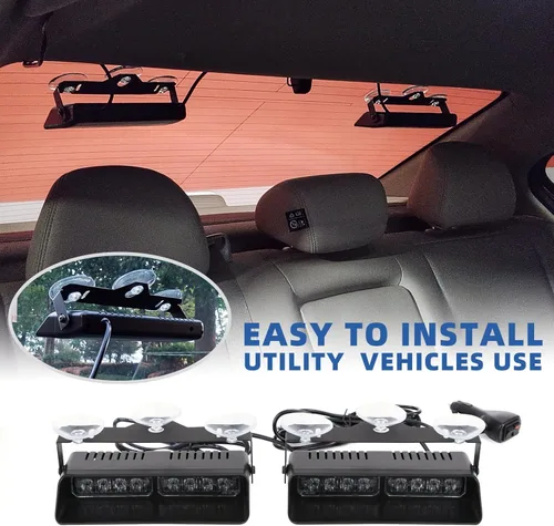 Vista 3 de Barra de luz estroboscópica LED 2 en 1 para salpicadero de emergencia, luces intermitentes de advertencia y peligro de seguridad para parabrisas