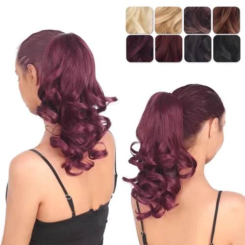 Vista 2 de LVLUOHAO Extensión de cola de caballo con clip de garra de 14 pulgadas de largo, lacio, natural, sueltas, extensiones de cola de caballo falsas