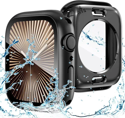 Vista 15 de Goton Funda impermeable 2 en 1 para Apple Watch Series 6/5/4, SE 3/2/1 de 1.575 pulgadas, cubierta protectora de vidrio 360 duro + marco trasero