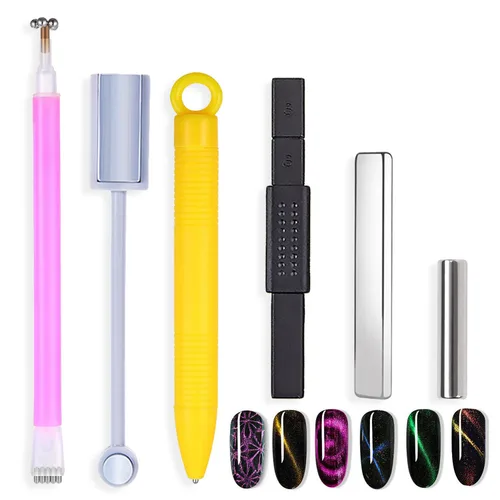 Vista 10 de 13 piezas de imanes para uñas con efecto ojo de gato, súper imanes magnéticos para uñas, imanes de gel para uñas con efecto ojo de gato 3D, varita