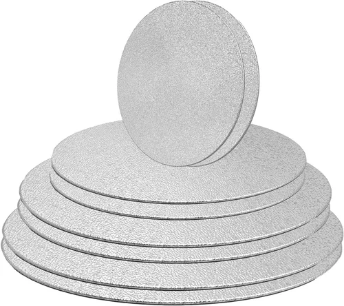Vista 8 de Paquete de 4 tableros dorados redondos para tartas de 6, 8, 10, 12 pulgadas, 1 de cada tamaño para hornear, pasteles de cumpleaños, postres