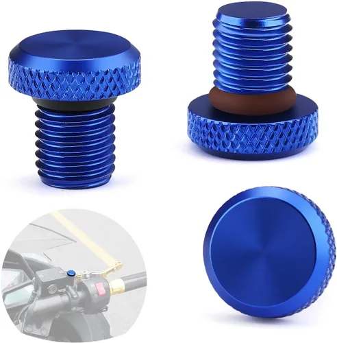 Vista 8 de 3 piezas de enchufe de agujero para espejo de motocicleta M10 x 1.25, tornillos universales de aluminio para espejo retrovisor de motocicleta Negro