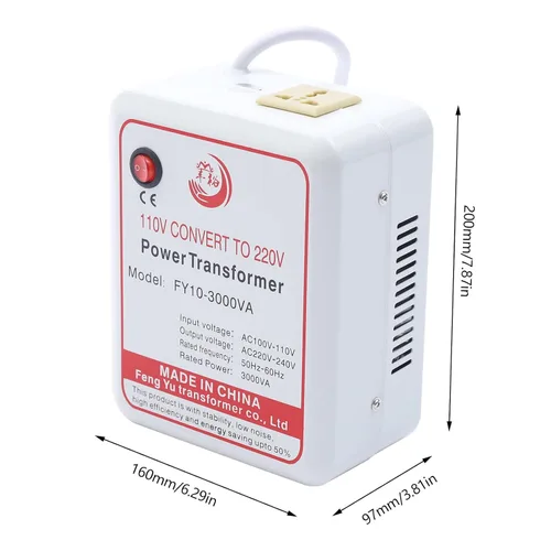 Vista 2 de Transformador de potencia de 3000 W, adaptador de convertidor de voltaje elevador de 110 V-120 V a 220 V-240 V, transformador de voltaje resistente