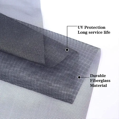 Vista 3 de Kit de reparación de mosquiteros de ventanas y puertas mosquitero, malla de fibra de vidrio color carbón de 48"x118" con herramienta