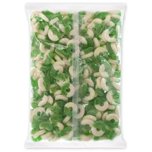 Vista 3 de Caramelos Albanese, anillos de manzana de goma, bolsa de 4.5 libras