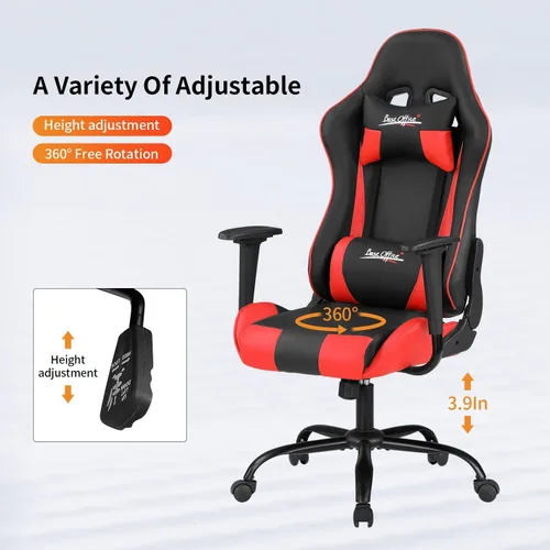 Vista 99 de Silla ergonómica para videojuegos, silla de juegos con reposacabezas, silla de computadora de oficina con ruedas y soporte lumbar, silla