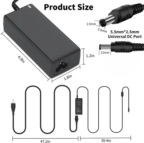 Vista 5 de Adaptador de corriente de repuesto para JBL Extreme 2 Charger 19V AC DC compatible con JBL Xtreme 2 / Extreme/Boombox, fuente de alimentación de 6.6