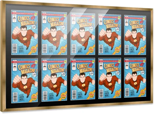 Vista 130 de Poster Palooza Marco de cómic con paspartú para 1 cómic de la Edad de Bronce publicado entre 1970 y 1985, marco de cómic negro para cómic de 7.25 x