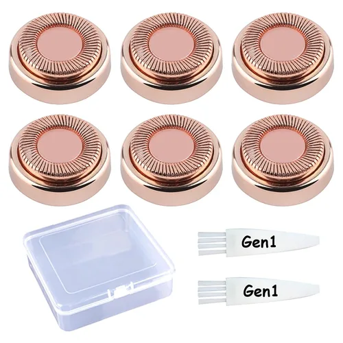 Cabezales de repuesto impecables compatibles con Finishing Touch Depilación facial impecable Gen 1 Oro rosa (6 unidades) con cepillo de limpieza y