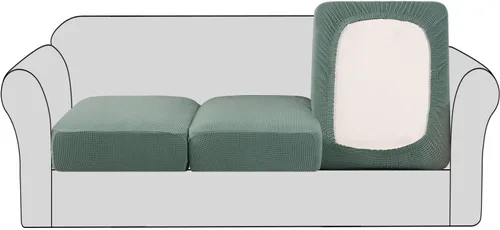 Vista 40 de H.VERSAILTEX - Fundas elásticas para cojín de sofá individual, fundas de asiento para silla de sofá, protector de cojín con tejido jacquard de sarga