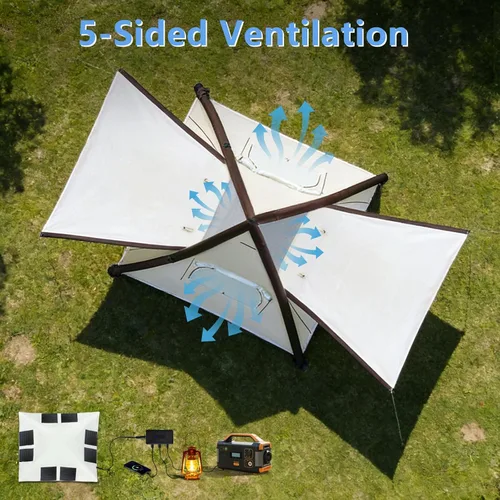 Vista 4 de Automatic Inflatable Tent with Air Pump, Family Tents for Camping, Windproof Waterproof 3 Person Tent, Easy Set Up in 2-3 Min, Camping Essentials