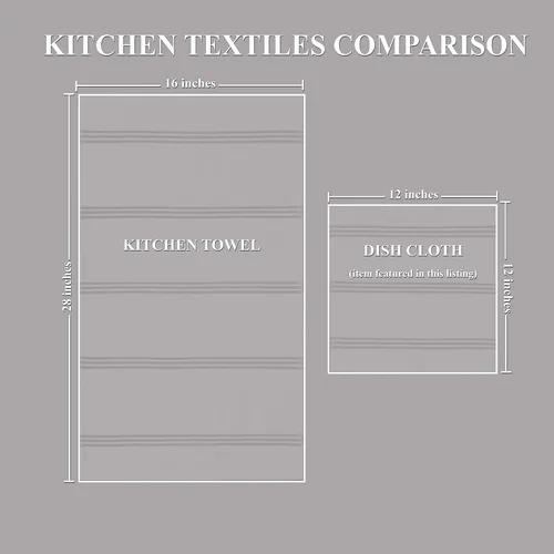 Vista 7 de Sticky Toffee Juego de 8 paños de cocina de algodón, color gris y blanco, 12 x 12 pulgadas, paños de cocina reutilizables y absorbentes