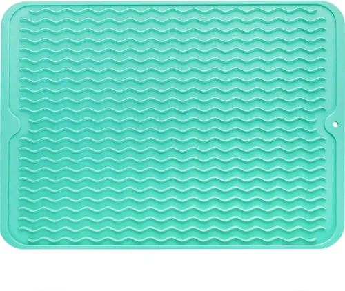 Vista 99 de MicoYang Alfombrilla de silicona para secado de platos para múltiples usos, fácil de limpiar, ecológica, resistente al calor, alfombrilla