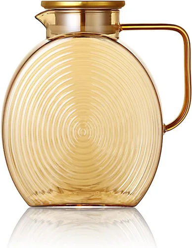 77oz Large Glass Water Pitcher with Gold Lid for Fridge Wide Handle Coffee Carafe for Party Water Jug Lemonade Iced Tea Jug Juice Sun Tea Jar for