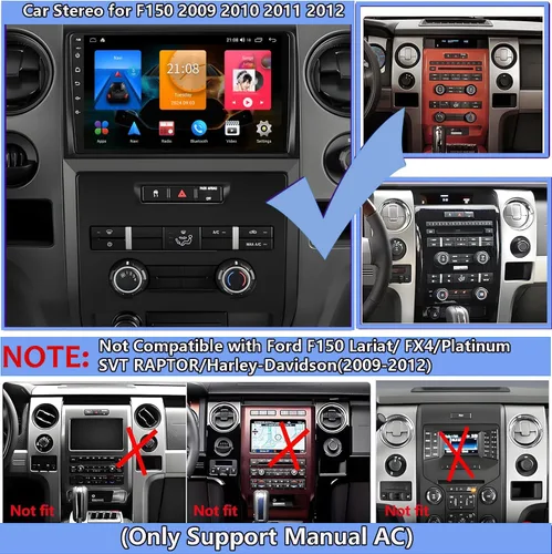 Vista 2 de Radio de coche para Ford F150 2009-2012: actualización de 4 GB+32 GB Android 14 unidad principal con CarPlay Android Auto - Pantalla táctil estéreo