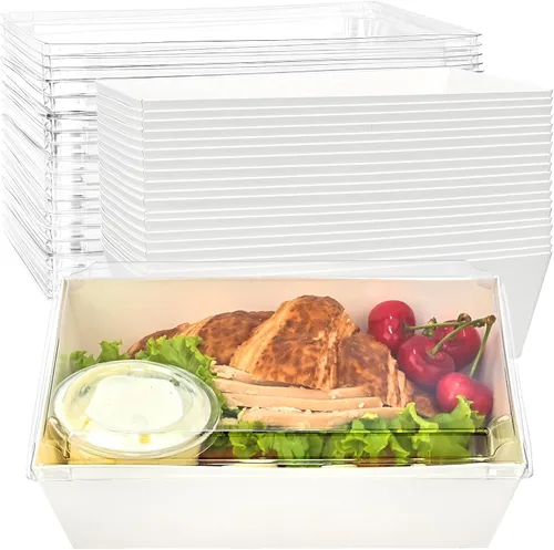 Vista 8 de Ocmoiy Cajas de Charcutería de Papel de 8 x 6 Pulgadas con Tapas Transparentes, Paquete de 20 Contenedores de Papel Desechables para Llevar Marrón