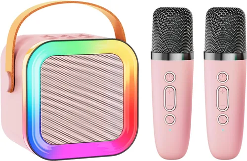 Vista 10 de Mini máquina de karaoke con altavoz para niños y adultos, portátil con Bluetooth y 1-2 micrófonos inalámbricos, regalos de Navidad y cumpleaños