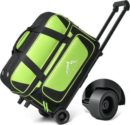 Vista 9 de GoHimal Bolsa de bolos de doble rodillo para 2 bolas con compartimento separado para zapatos de boliche (hasta talla 15 de hombre de EE. UU.)