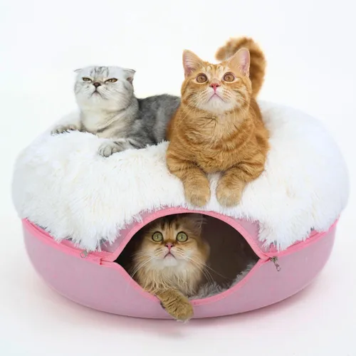 Vista 14 de Cattasaurus Peekaboo - Cueva para gatos, extra espaciosa para múltiples y grandes gatos de más de 12 libras, camas desmontables para gatos