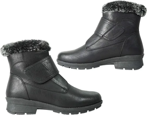 Vista 4 de KOZI Canada Ice Brake Women Waterproof Winter Snow Bootie Fur Lined Zipper or Hook-and-Loop Black