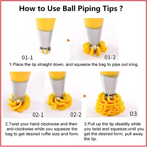 Vista 5 de ANSLYQA Juego de 166 puntas de tubería rusas, con 30 puntas rusas numeradas, 24 puntas de glaseado numeradas, 1 punta de bola, 2 puntas de hojas