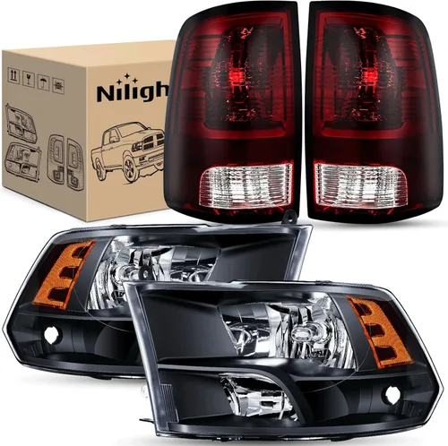 Vista 10 de Nilight Conjunto de faros delanteros 2009 2010 2011 2012 2013 2014 2015 2016 2017 2018 Ram 1500 2500 3500 Pickup Quad Conjunto de faros de repuesto