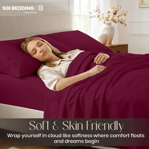 Vista 6 de SGI bedding Sábanas 100% algodón egipcio, tamaño individual, sábanas de hotel de lujo de 1000 hilos, bolsillo profundo de 18 pulgadas, suave