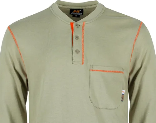 Vista 47 de KONRECO Camisas FR para hombres de manga larga Henley 7oz 100% algodón FRC camisa de soldadura de ropa
