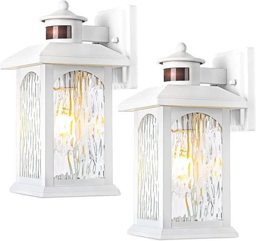 Vista 9 de FILIYANO - Linterna de pared blanca con sensor de movimiento para exteriores, del atardecer al amanecer, 1 paquete Anti-Rust, Waterproof Exterior