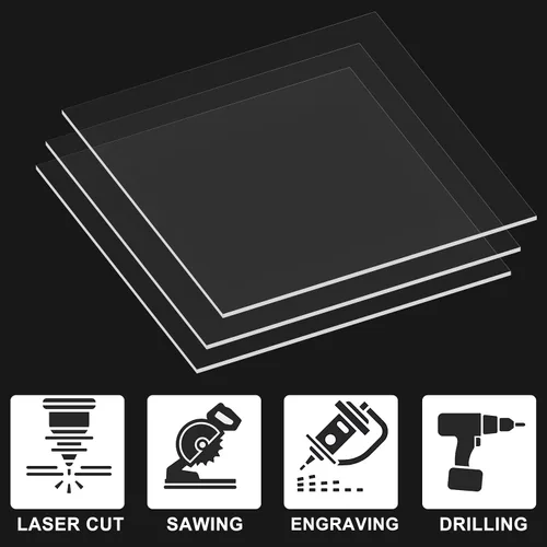 Vista 3 de Hojas de plexiglás acrílico fundido transparente de alta calidad, 1/8 pulgadas de grosor (0.118 in), para panel LED, letrero, proyecto