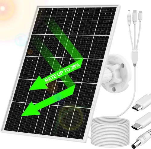 Vista 10 de Panel solar para cámara de seguridad, panel solar de cámara para cámara de seguridad de batería recargable integrada con puertos micro USB y USB-C