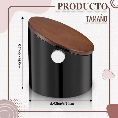 Vista 2 de Reallnaive Caja de café expreso de 5.3 pulgadas con tapa, color negro