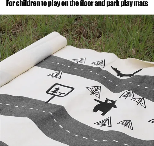 Vista 7 de Play Mat Foldable Road Track Carpet, Crawling Mat with Soft Cloth Material, and Supplies for Indoor Outdoor Use, Portable for Storage and Travel