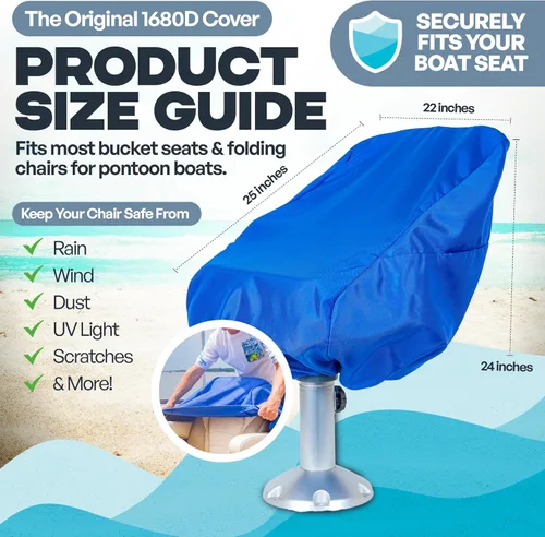 Vista 2 de Fundas de asiento de barco Pontón, nuestra funda de asiento de barco de 24 x 22 x 25 pulgadas protege tu asiento de los elementos, resistente