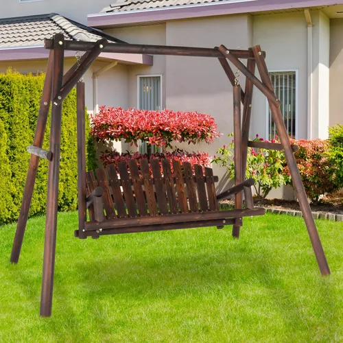 Vista 3 de Ochine Columpio de madera para patio de 6.5 pies, columpio para exteriores, silla de columpio para patio al aire libre, resistente, 600 libras